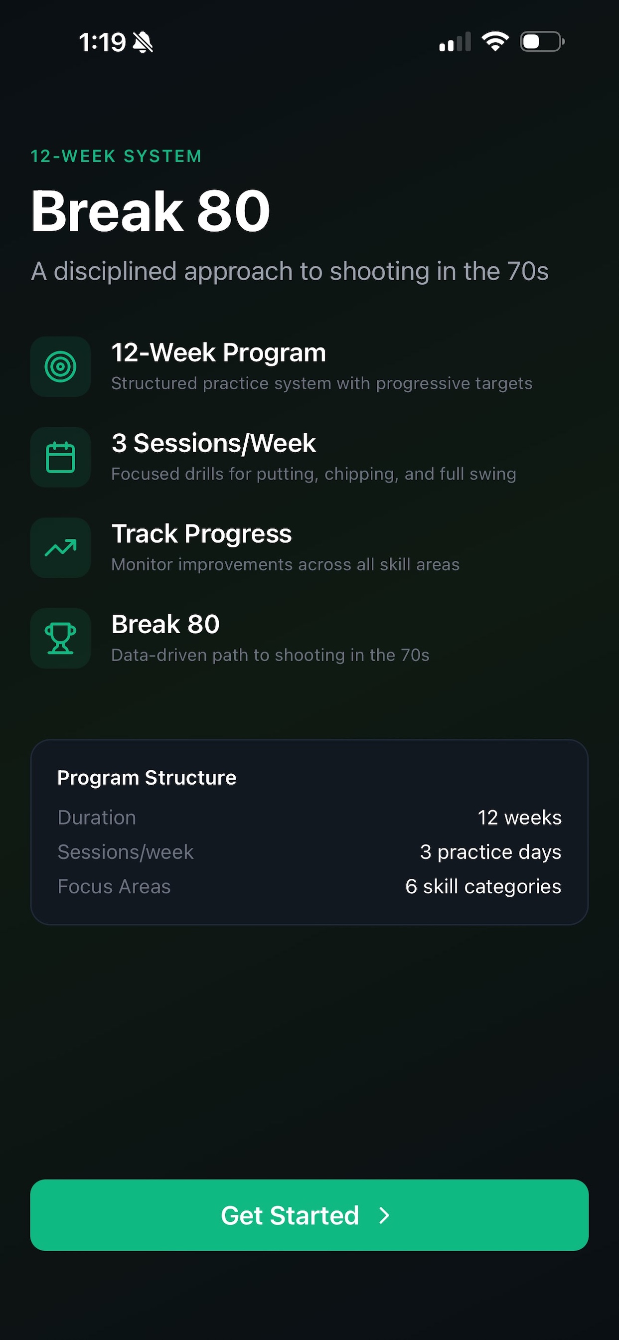 12-Week System Landing Screen
